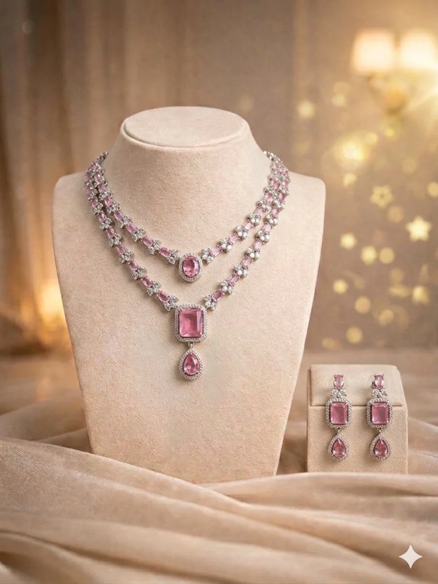 Rosé Cascade Necklace Set