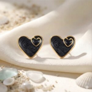 Midnight Heart Stud Earrings