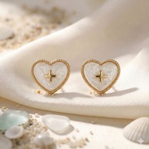 Ivory Heart Stud Earrings